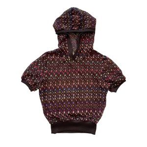 Vintage 70s Mesh Flower Embroidered Hoodie Tee 🌸